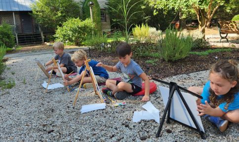 children painting at the Cape Fear Botanical Gardens