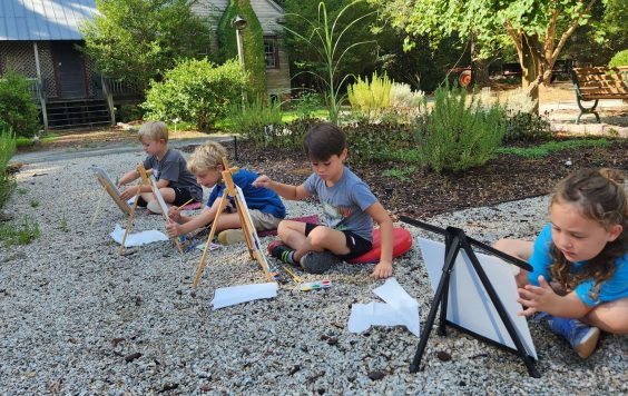 children painting at the Cape Fear Botanical Gardens